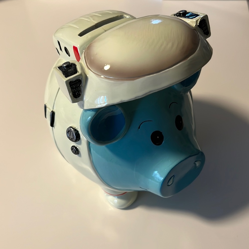 Blue Astronaut Pig Piggy Bank